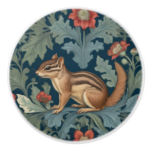 Chipmunk William Morris Stil Links Facing Leafy Keramikknauf