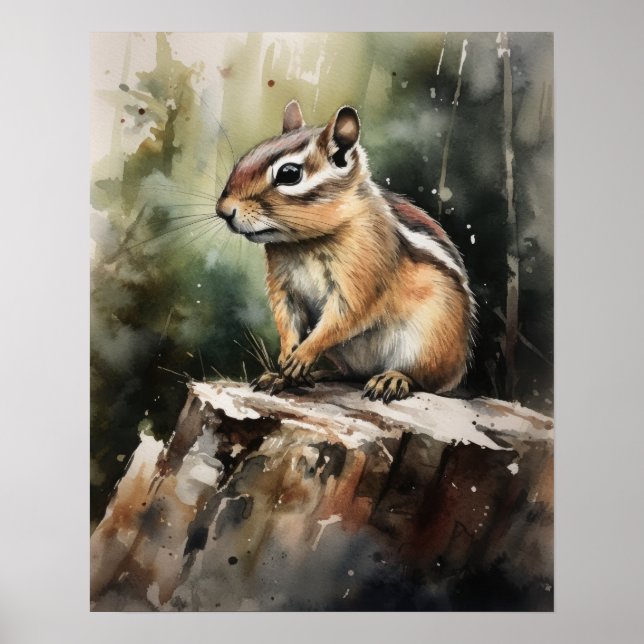 Chipmunk Woodland Animal Art Print Poster (Vorne)