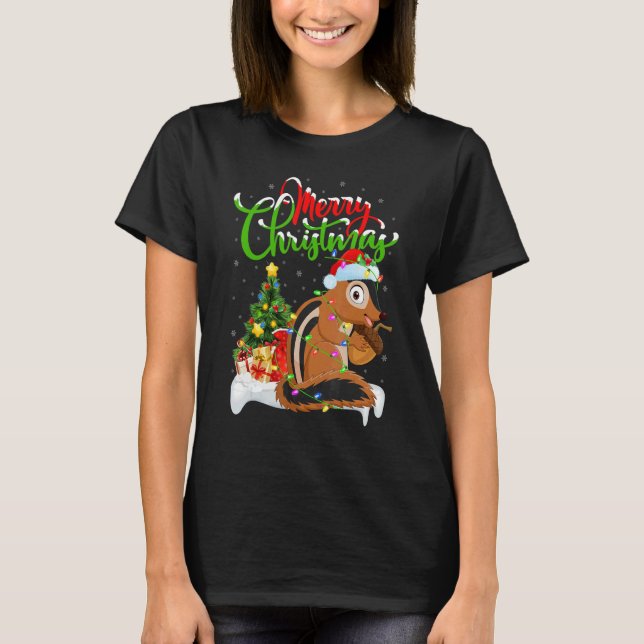 Chipmunk   Xmas Decorations Santa Chipmunk Christm T-Shirt (Vorderseite)