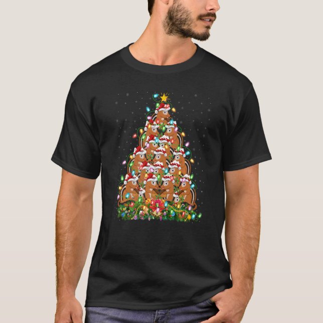 Chipmunk  Xmas Lights Santa Chipmunk Christmas Tre T-Shirt (Vorderseite)