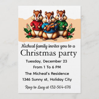 Chipmunks Christmas Party Invitation Einladung