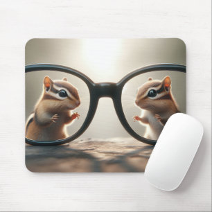 Chipmunks, die durch eine Big Black Brille springe Mousepad