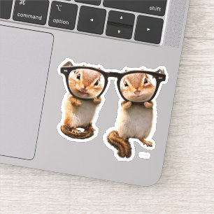 Chipmunks in Reading Glasses Aufkleber