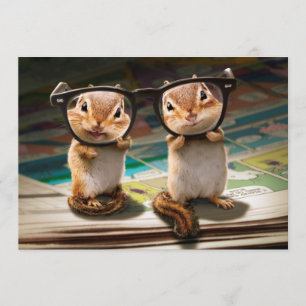 Chipmunks in Reading Glasses Einladung