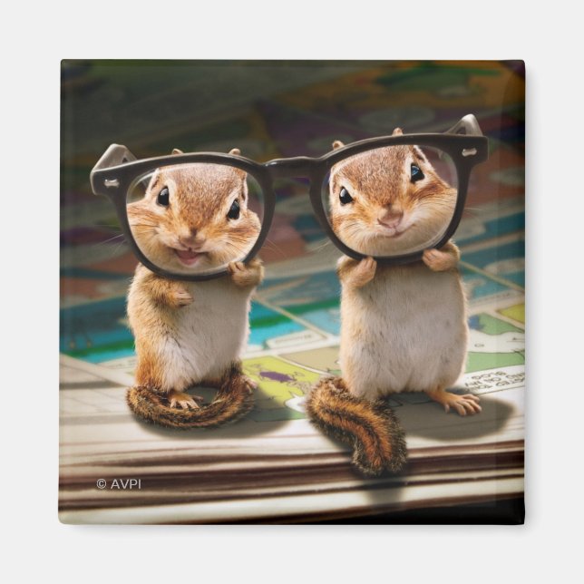 Chipmunks in Reading Glasses Magnet (Vorne)