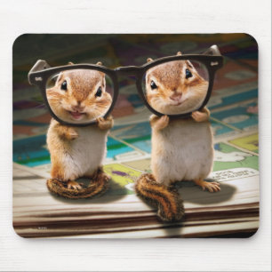 Chipmunks in Reading Glasses Mousepad