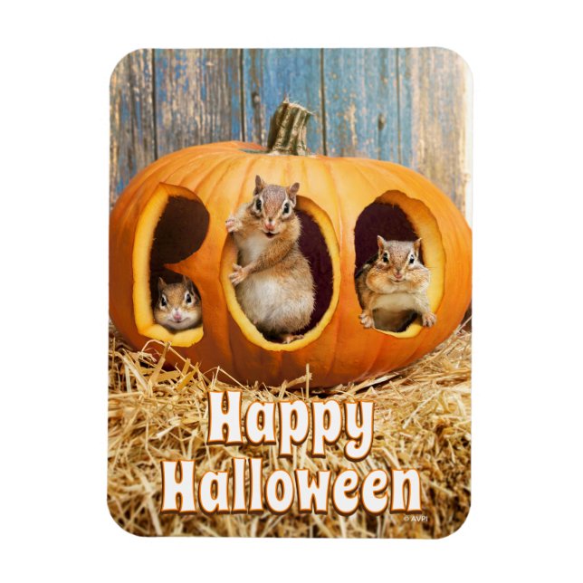 Chipmunks Inside Boo Jack-o-Lantern Magnet (Vertikal)