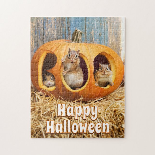 Chipmunks Inside Boo Jack-o-Lantern Puzzle (Vertikal)