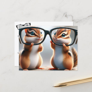 Chipmunks mit Brillenaugenärztin Postkarte