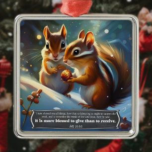 Chipmunks Scripting Verse Woodland Ornament Aus Metall