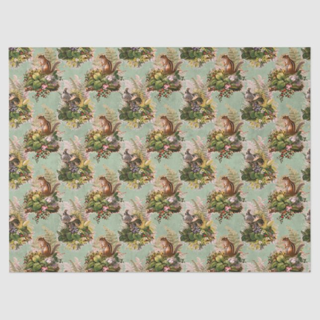 Chipmunks und Vogeldekoupage Seidenpapier (Vorderseite)