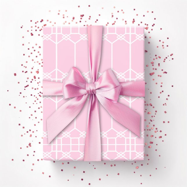 Chippendale-Oktogon-Gitter in Rosa Geschenkpapier (Von Creator hochgeladen)