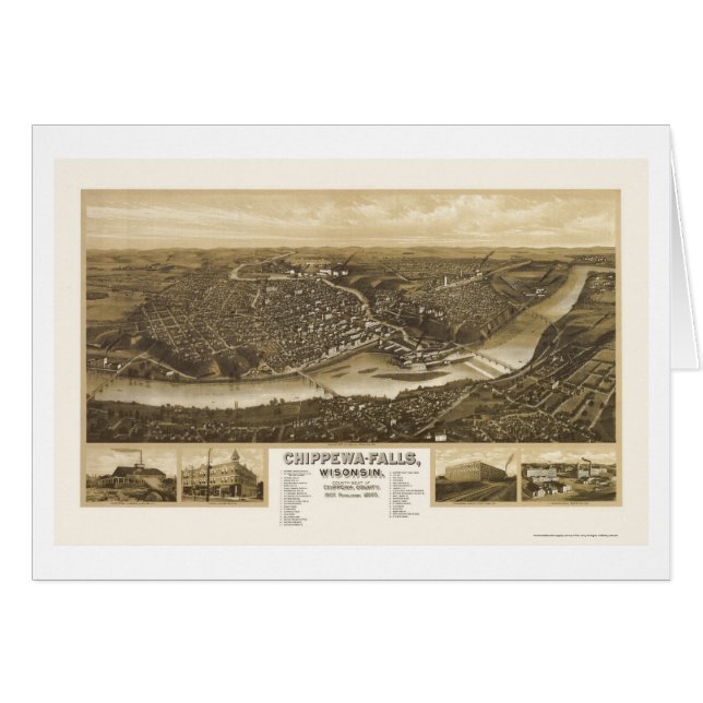 Chippewa Falls, panoramische Karte WI - 1907 (Vorderseite (Horizontal))