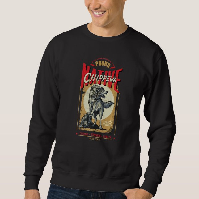 Chippewa Native American Indian Geborener Wolf-Gei Sweatshirt (Vorderseite)