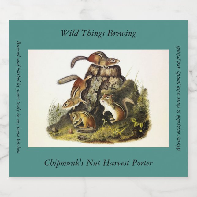Chipping Squirrel ( Eastern Chipmunk ) von Audubon Bierflaschenetikett (Einzelnes Label)