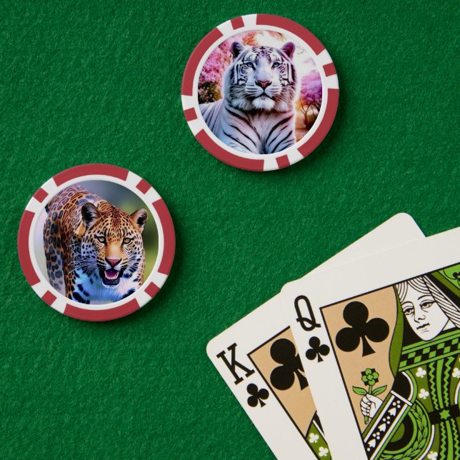 Chips aus Weißtiger und Leopard, Poker (Pokertisch (doppelt))