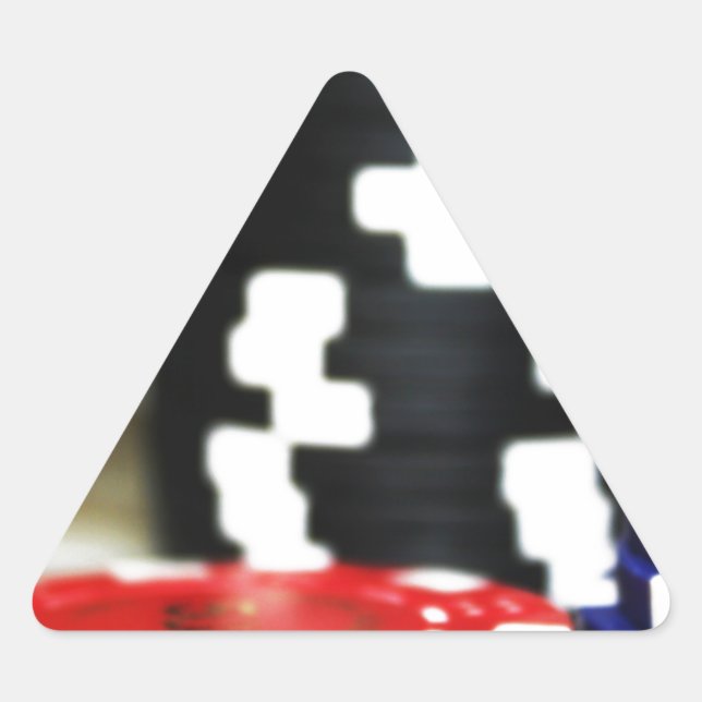 Chips Gambling Casino Gewinnen Spiel Luck Risiko W Dreieckiger Aufkleber (Vorderseite)