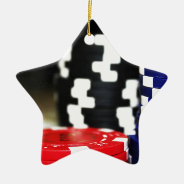 Chips Gambling Casino Gewinnen Spiel Luck Risiko W Keramik Ornament (Vorne)