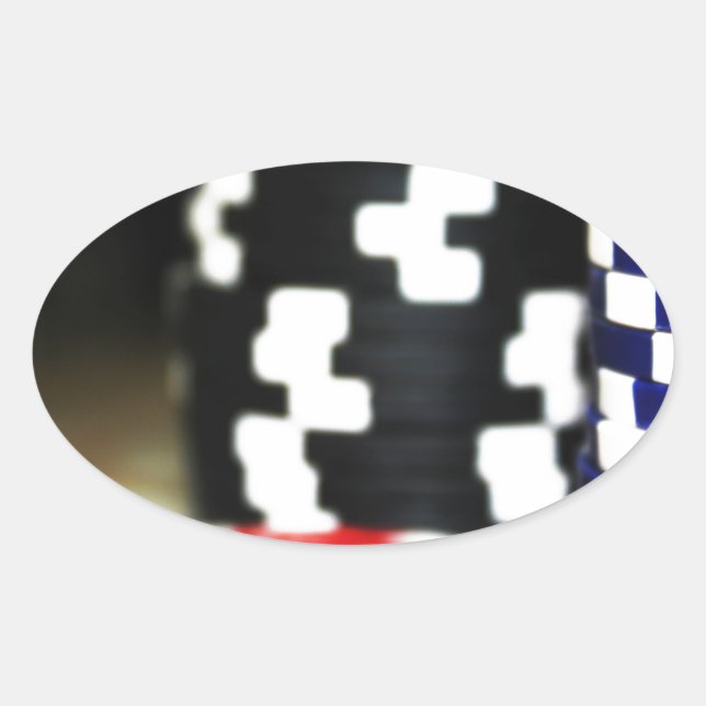 Chips Gambling Casino Gewinnen Spiel Luck Risiko W Ovaler Aufkleber (Vorderseite)