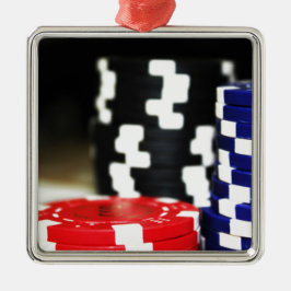 Chips Gambling Casino Gewinnen Spiel Luck Risiko W Silbernes Ornament