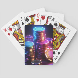 Chips mit gestapelten Poker Karten spielen Spielkarten
