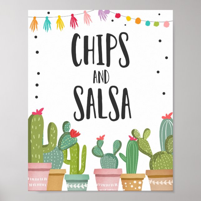 Chips und Salsa Fiesta Food Cactus Table Sign Poster (Vorne)