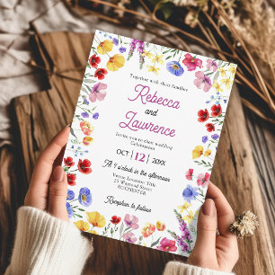 chique Wildblumenwiesen botanische Hochzeit Einladung