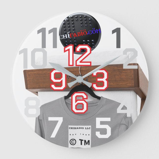ChiRadioLLC™ wallClock design by www.djelove.com Große Wanduhr (Vorderseite)