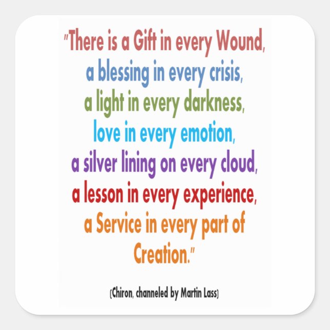 CHIRON Chennel : Weisheit Worte BEHIELT auf Ihrem  Quadratischer Aufkleber (Vorderseite)