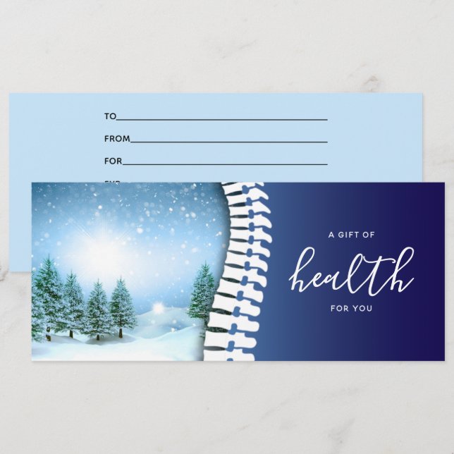 Chiropractic Blue Spine Holiday Geschenkgutschein (Vorne/Hinten)