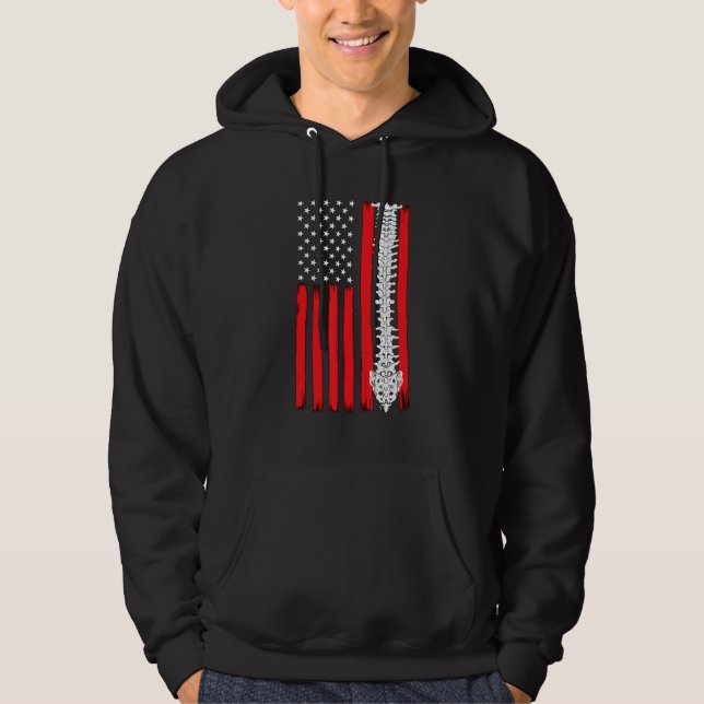 Chiropractic Bone Back Spine American Flag Chiropr Hoodie (Vorderseite)