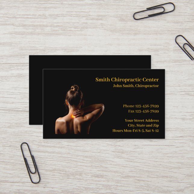 Chiropractic Chiropractic Clinic Business Card Visitenkarte (Vorderseite/Rückseite Beispiel)