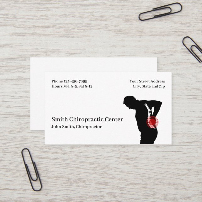 Chiropractic Chiropractic Clinic Business Card Visitenkarte (Vorderseite/Rückseite Beispiel)