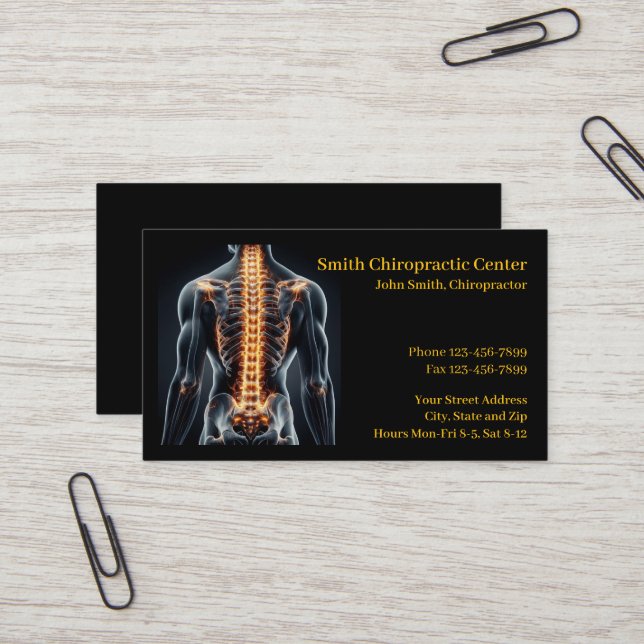Chiropractic Chiropractic Clinic Business Card Visitenkarte (Vorderseite/Rückseite Beispiel)