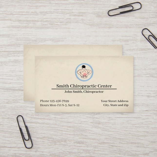 Chiropractic Chiropractor Clinic Business Card Visitenkarte (Vorderseite/Rückseite Beispiel)