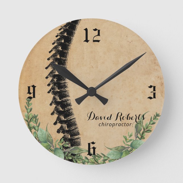 Chiropractic Chiropractor Spine Therapist Vintage Runde Wanduhr (Vorderseite)