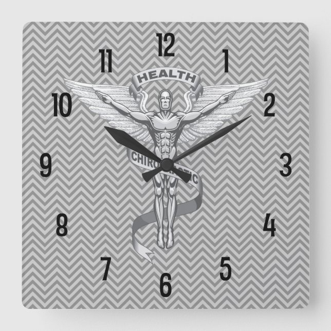 Chiropractic Emblem Logo Wall Clock Quadratische Wanduhr (Vorderseite)