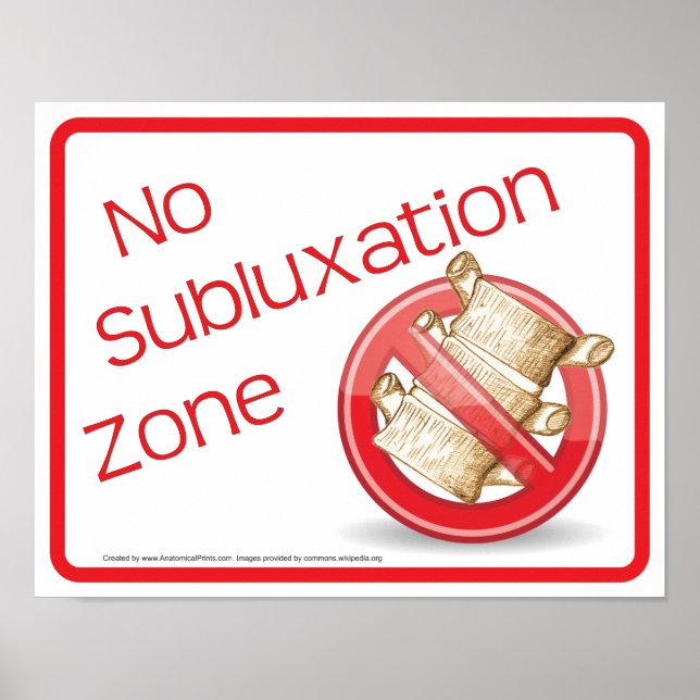 Chiropractic No Subluxation Zone Wall Sign Poster (Vorne)