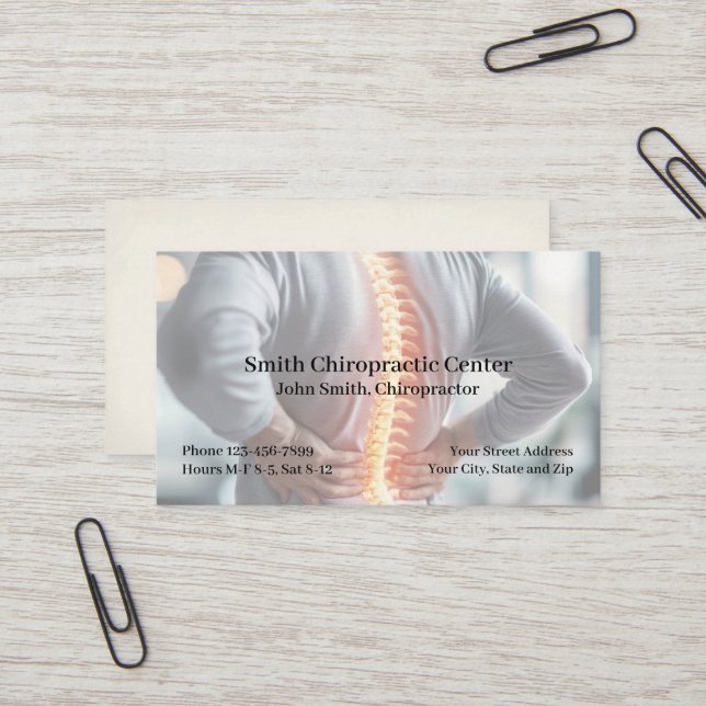 Chiropractic Pain Management Clinic Business Card Visitenkarte (Vorderseite/Rückseite Beispiel)
