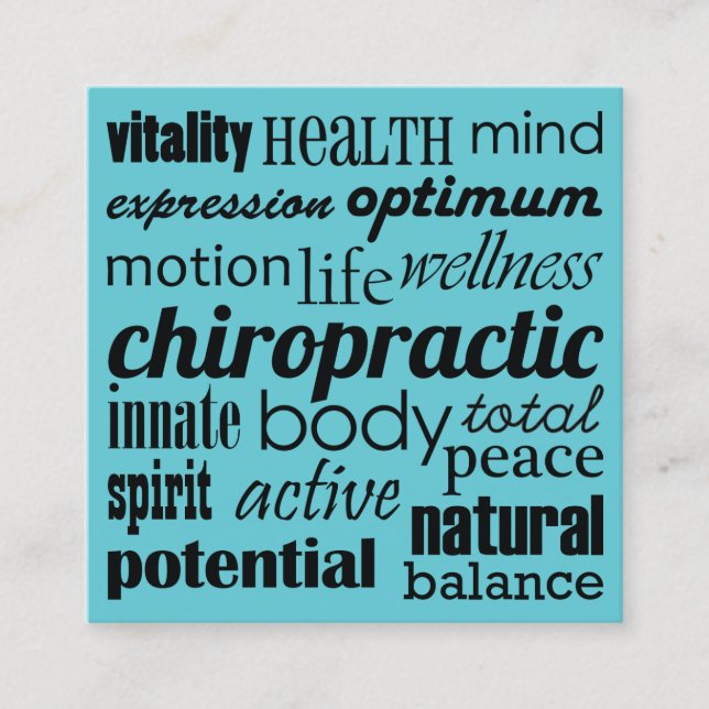 Chiropractic Word Collage Chiropractic Quadratische Visitenkarte (Vorderseite)