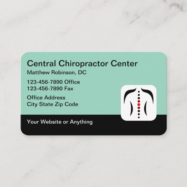 Chiropractor Medical Business Cards Spine Theme Visitenkarte (Vorderseite)