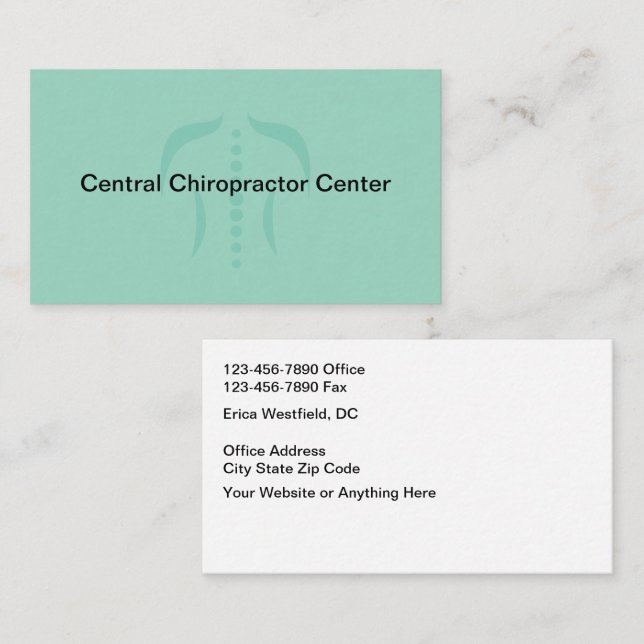 Chiropractor Modern Medical Business Cards Visitenkarte (Vorne/Hinten)