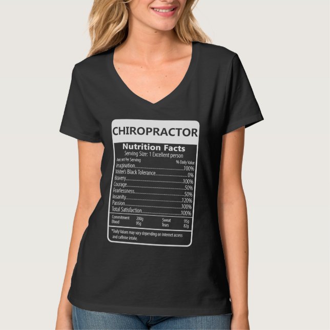 Chiropractor Nutrition Facts Sarcastic Graphic T-Shirt (Vorderseite)