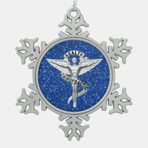 Chiropraktik-Emblem-Zinn-Schneeflocke-Verzierung Schneeflocken Zinn-Ornament