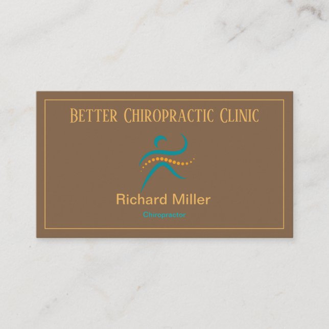 Chiropraktiker Brown Blue Gold Business Card Visitenkarte (Vorderseite)