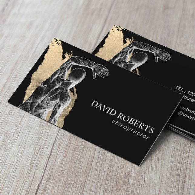 Chiropraktische Anatomie Black & Gold Chiropraktor Visitenkarte (Von Creator hochgeladen)