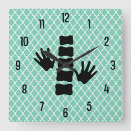 Chiropraktische Handschuhe und Wandleuchte mit Spi Quadratische Wanduhr