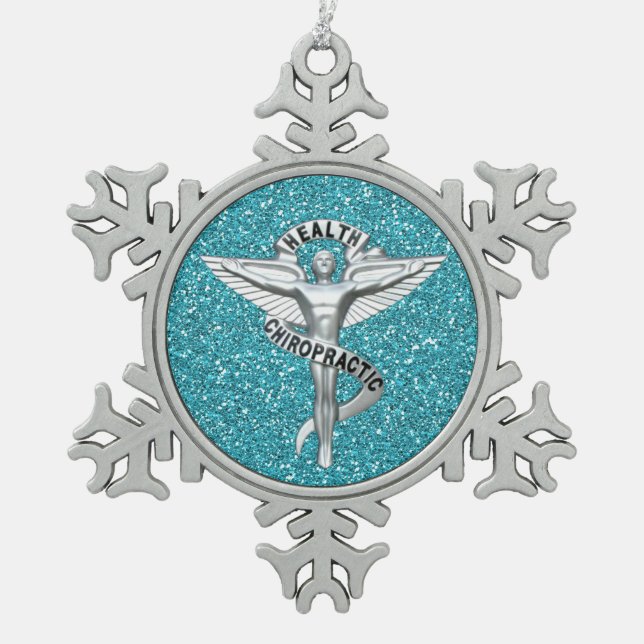Chiropraktisches Emblem Zinnsnowflake Ornament (Vorderseite)