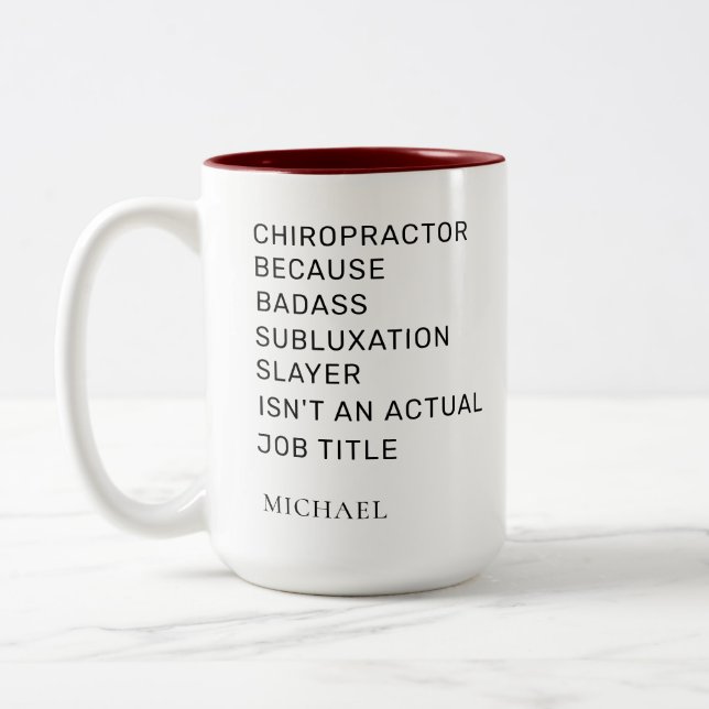 Chiropraktor-Bone-Adjustor-Personalisiert-Beutel Zweifarbige Tasse (Links)