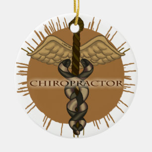 Chiropraktor Caduceus Rundschmuck Keramik Ornament